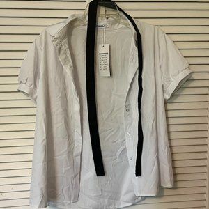 White shirt with black ribbon